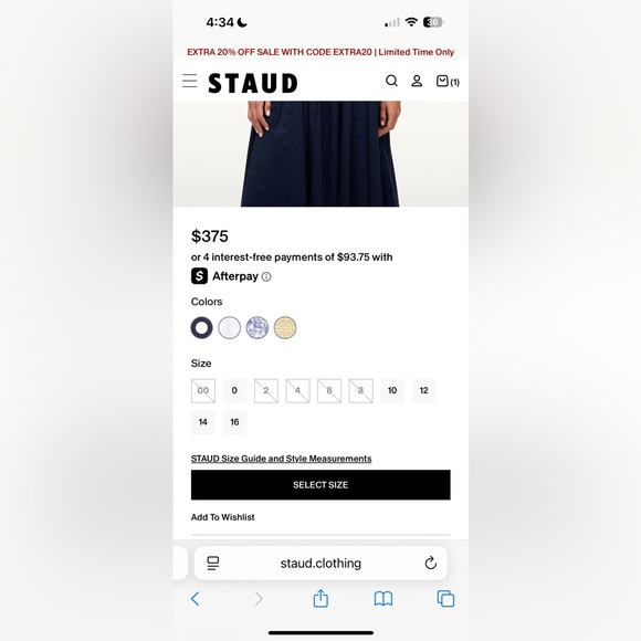 new Staud Dena drop waist poplin maxi dress in navy blue cotton - Picture 11 of 11